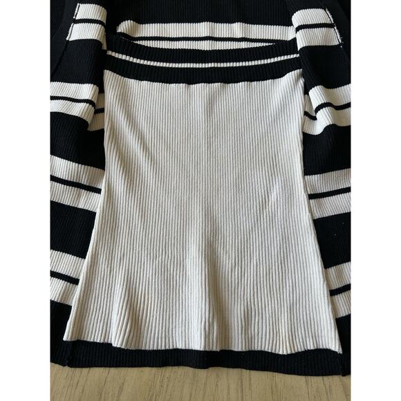 BEBE Silk Blend cardigan Sweater Ribbed Striped Office Siren Sexy Corpcore Y2K S - Picture 10 of 10